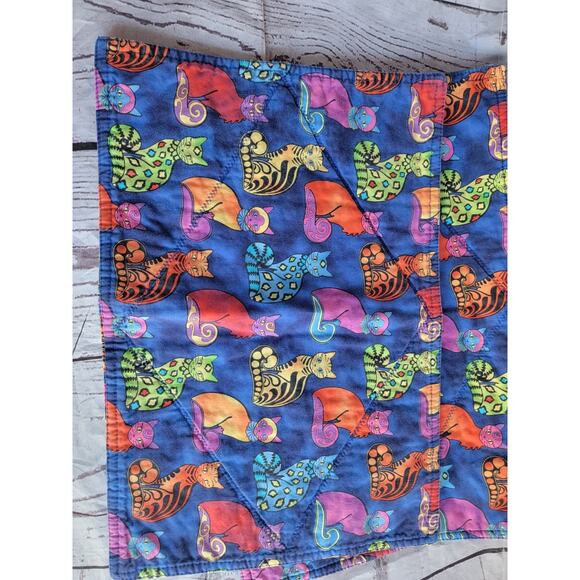 Set Of 2 Handmade Quilted Cat Print Placemats 16x11 Inches - Picture 4 of 8